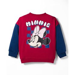 Babyhug Disney Terry Knit  Full Sleeves Sweatshirt and Track Pant Set with Minnie Mouse Graphic - Maroon