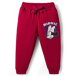 Babyhug Disney Terry Knit  Full Sleeves Sweatshirt and Track Pant Set with Minnie Mouse Graphic - Maroon