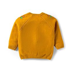 Babyhug Knitted Full Raglan Sleeves Sweater Set With Floral Embroidery - Yellow