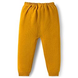 Babyhug Knitted Full Raglan Sleeves Sweater Set With Floral Embroidery - Yellow