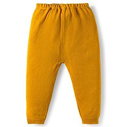 Babyhug Knitted Full Raglan Sleeves Sweater Set With Floral Embroidery - Yellow