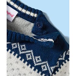 Babyhug Knitted Full Sleeves Striped Sweater Set - Navy Blue