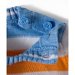 Babyhug Knitted Full Sleeves Striped Sweater Set - Navy Blue