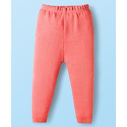 Babyhug Knitted Full Sleeves Sweater Set With Color Block Design & Badge Detailing - Pink & White