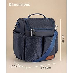 Babyhug 2-in-1 Quilted Sling cum Tote Diaper Bag for Travel - Spacious, Stylish, and Multifunctional| Adjustable Shoulder Strap| Insulated Bottle Pouches| Water Resistant| Carry Handle - Blue