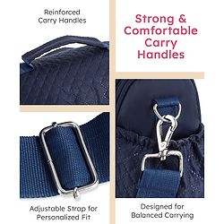 Babyhug 2-in-1 Quilted Sling cum Tote Diaper Bag for Travel - Spacious, Stylish, and Multifunctional| Adjustable Shoulder Strap| Insulated Bottle Pouches| Water Resistant| Carry Handle - Blue