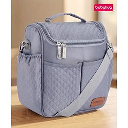 Babyhug 2-in-1 Quilted Sling cum Tote Diaper Bag for Travel - Spacious, Stylish, and Multifunctional| Adjustable Shoulder Strap| Insulated Bottle Pouches| Water Resistant| Carry Handle - Blue