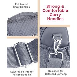 Babyhug 2-in-1 Quilted Sling cum Tote Diaper Bag for Travel - Spacious, Stylish, and Multifunctional| Adjustable Shoulder Strap| Insulated Bottle Pouches| Water Resistant| Carry Handle - Blue