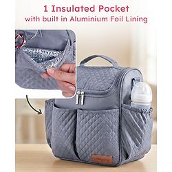 Babyhug 2-in-1 Quilted Sling cum Tote Diaper Bag for Travel - Spacious, Stylish, and Multifunctional| Adjustable Shoulder Strap| Insulated Bottle Pouches| Water Resistant| Carry Handle - Blue
