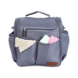 Babyhug 2-in-1 Quilted Sling cum Tote Diaper Bag for Travel - Spacious, Stylish, and Multifunctional| Adjustable Shoulder Strap| Insulated Bottle Pouches| Water Resistant| Carry Handle - Blue