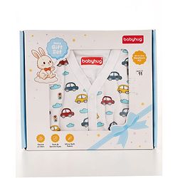 Babyhug Premium 100% Cotton Newborn Gift Set  11 Pcs Clothing Hamper Duck Print - Yellow| Jhabla, Bib, Wrapper, Mittens, Booties, 3 Wash cloths & 2 Nappies| Gift Set for New Born Boys & Girls