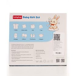 Babyhug Premium 100% Cotton Newborn Gift Set  11 Pcs Clothing Hamper Duck Print - Yellow| Jhabla, Bib, Wrapper, Mittens, Booties, 3 Wash cloths & 2 Nappies| Gift Set for New Born Boys & Girls