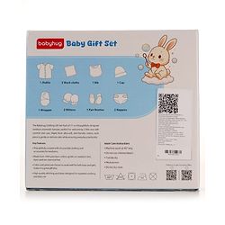 Babyhug Premium 100% Cotton Newborn Gift Set  11 Pcs Clothing Hamper Duck Print - Yellow| Jhabla, Bib, Wrapper, Mittens, Booties, 3 Wash cloths & 2 Nappies| Gift Set for New Born Boys & Girls