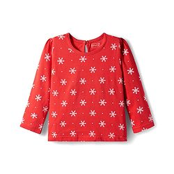 Babyhug 100% Cotton Knit Full Sleeves T-Shirts with Snowflakes & Reindeer Print Pack of 3 - Green Red & Navy Blue