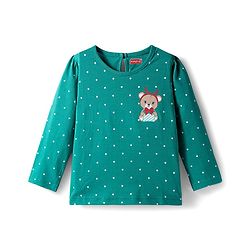 Babyhug 100% Cotton Knit Full Sleeves T-Shirts with Snowflakes & Reindeer Print Pack of 3 - Green Red & Navy Blue
