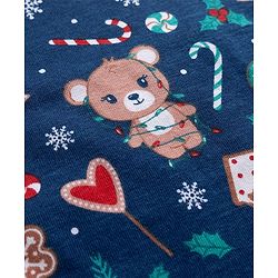 Babyhug 100% Cotton Knit Full Sleeves T-Shirts with Snowflakes & Reindeer Print Pack of 3 - Green Red & Navy Blue