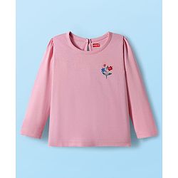Babyhug 100% Cotton Knit Full Sleeves T-Shirts with Floral Print Pack of 3 - Red White & Pink