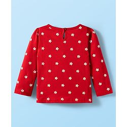 Babyhug 100% Cotton Knit Full Sleeves T-Shirts with Floral Print Pack of 3 - Red White & Pink