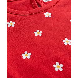 Babyhug 100% Cotton Knit Full Sleeves T-Shirts with Floral Print Pack of 3 - Red White & Pink