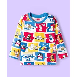 Babyhug 100% Cotton Knit Full Raglan Sleeves T-Shirts with Stripes & Animal Print Pack of 3 - White & Blue