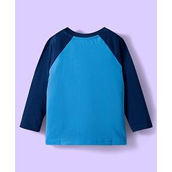 Babyhug 100% Cotton Knit Full Raglan Sleeves T-Shirts with Stripes & Animal Print Pack of 3 - White & Blue