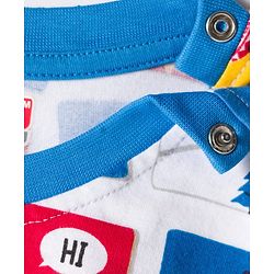 Babyhug 100% Cotton Knit Full Raglan Sleeves T-Shirts with Stripes & Animal Print Pack of 3 - White & Blue