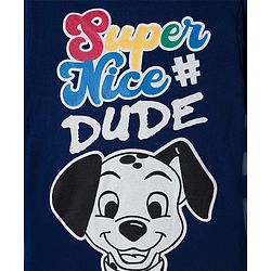 Babyhug Disney Single Jersey Knit Full Doctor Sleeves Oversized T-Shirt with 101 Dalmatians Front & Back Graphic - Navy Blue