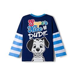 Babyhug Disney Single Jersey Knit Full Doctor Sleeves Oversized T-Shirt with 101 Dalmatians Front & Back Graphic - Navy Blue