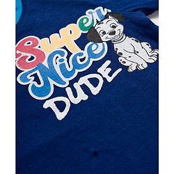 Babyhug Disney Single Jersey Knit Full Doctor Sleeves Oversized T-Shirt with 101 Dalmatians Front & Back Graphic - Navy Blue
