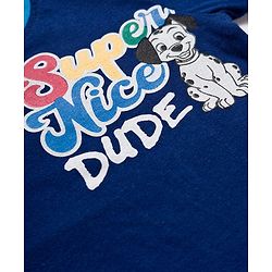 Babyhug Disney Single Jersey Knit Full Doctor Sleeves Oversized T-Shirt with 101 Dalmatians Front & Back Graphic - Navy Blue