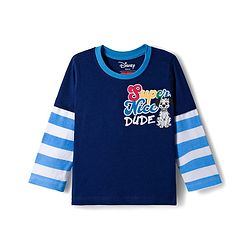 Babyhug Disney Single Jersey Knit Full Doctor Sleeves Oversized T-Shirt with 101 Dalmatians Front & Back Graphic - Navy Blue