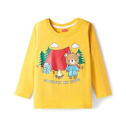 Babyhug 100% Cotton Knit Full Sleeves T-Shirts with Stripes & Animal Print Pack of 3 - Green & Yellow