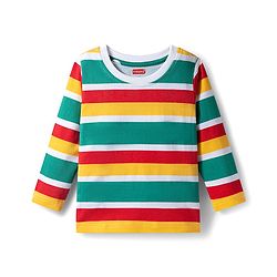 Babyhug 100% Cotton Knit Full Sleeves T-Shirts with Stripes & Animal Print Pack of 3 - Green & Yellow