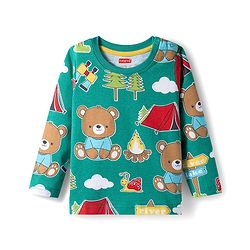 Babyhug 100% Cotton Knit Full Sleeves T-Shirts with Stripes & Animal Print Pack of 3 - Green & Yellow