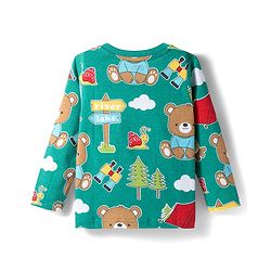 Babyhug 100% Cotton Knit Full Sleeves T-Shirts with Stripes & Animal Print Pack of 3 - Green & Yellow