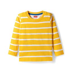 Babyhug 100% Cotton Knit Full Sleeves T-Shirts with Stripes & Animal Print Pack of 3 - Blue Red & Yellow