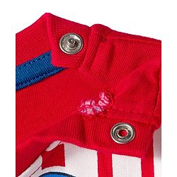 Babyhug Marvel Single Jersey Knit Full Sleeves T-Shirt & Trackpant Set with Captain America Graphic & Badge Detailing - Red & Blue
