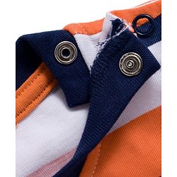 Babyhug 100% Cotton Knit Full Raglan Sleeves T-Shirts with Stripes & Animal Print Pack of 3 - Orange & Navy Blue