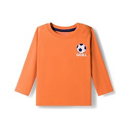 Babyhug 100% Cotton Knit Full Raglan Sleeves T-Shirts with Stripes & Animal Print Pack of 3 - Orange & Navy Blue
