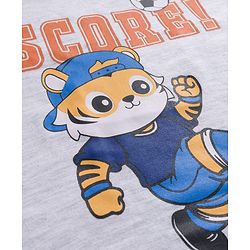 Babyhug 100% Cotton Knit Full Raglan Sleeves T-Shirts with Stripes & Animal Print Pack of 3 - Orange & Navy Blue