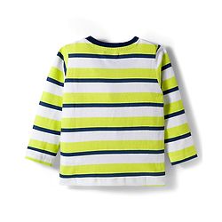 Babyhug 100% Cotton Knit Full Raglan Sleeves T-Shirts with Stripes & Animal Print Pack of 3 - Neon Green & Light Blue