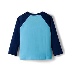 Babyhug 100% Cotton Knit Full Raglan Sleeves T-Shirts with Stripes & Animal Print Pack of 3 - Neon Green & Light Blue