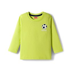Babyhug 100% Cotton Knit Full Raglan Sleeves T-Shirts with Stripes & Animal Print Pack of 3 - Neon Green & Light Blue