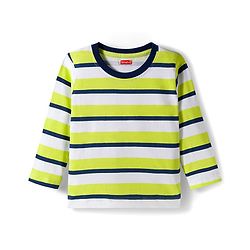 Babyhug 100% Cotton Knit Full Raglan Sleeves T-Shirts with Stripes & Animal Print Pack of 3 - Neon Green & Light Blue