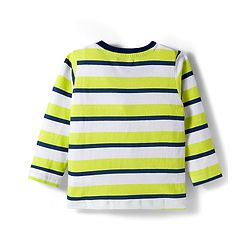 Babyhug 100% Cotton Knit Full Raglan Sleeves T-Shirts with Stripes & Animal Print Pack of 3 - Neon Green & Light Blue