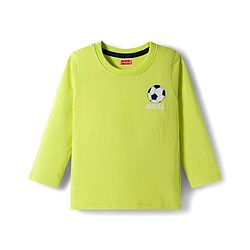 Babyhug 100% Cotton Knit Full Raglan Sleeves T-Shirts with Stripes & Animal Print Pack of 3 - Neon Green & Light Blue