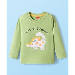 Babyhug 100% Cotton Knit Full Sleeves T-Shirts with Dino Print Pack of 3 - Yellow Light Green & White
