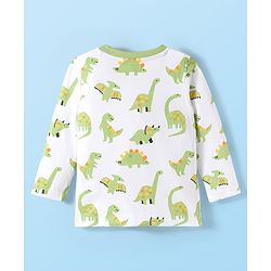Babyhug 100% Cotton Knit Full Sleeves T-Shirts with Dino Print Pack of 3 - Yellow Light Green & White