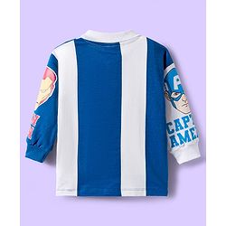Babyhug Marvel Single Jersey Knit Full Sleeves Cut & Sew Sweatshirt & Trackpant Set with Avengers Graphics - Blue & White