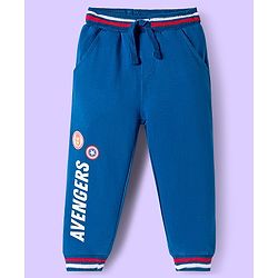 Babyhug Marvel Single Jersey Knit Full Sleeves Cut & Sew Sweatshirt & Trackpant Set with Avengers Graphics - Blue & White